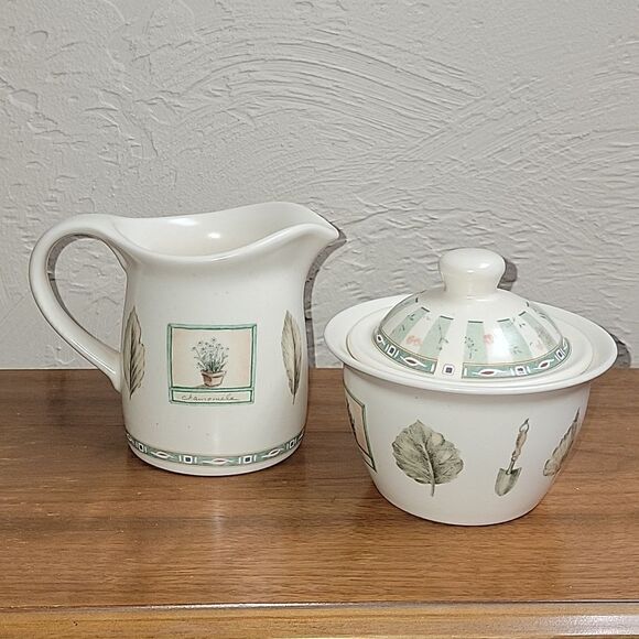 PFALTZGRAFF NATUREWOOD CREAMER AND SUGAR BOWL 2-PIECE SET - Picture 1 of 12